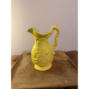 Yellow Majolica-Style Ceramic Pitcher